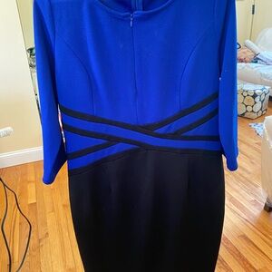 Elegant Blue and Black Women's Dress